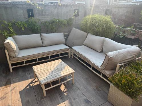 Beschadigde Tuinset - Kussens in Goede Staat, Tuin en Terras, Tuinsets en Loungesets, Gebruikt, Loungeset, Hout, 4 zitplaatsen