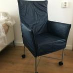 1 Montis Chaplin design stoel modern blauw leer wielen, Ophalen, Gebruikt, Blauw, Leer