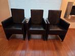 Leren Eetkamerstoelen - Zwart & Crème - Verstelbare Rug, Huis en Inrichting, Fauteuils, Ophalen, Gebruikt, Minder dan 75 cm, Leer