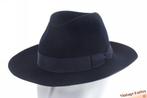 Vintage Gleufhoed donker blauw kwaliteitsvilt 56 goede staat, Ophalen of Verzenden, Zo goed als nieuw, 57 cm (M, 7⅛ inch) of minder