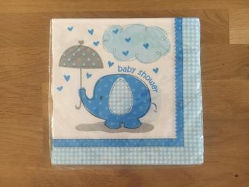 Servetten baby shower olifantje blauw - 16 st | babyshower beschikbaar voor biedingen