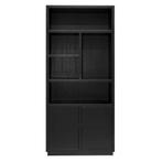 Richmond Interiors Boekenkast Oakura 2-deuren zwart, Nieuw, Met deur(en), 25 tot 50 cm, 100 tot 150 cm
