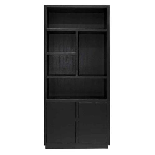 Richmond Interiors Boekenkast Oakura 2-deuren zwart, Huis en Inrichting, Kasten | Boekenkasten, Nieuw, 100 tot 150 cm, 200 cm of meer