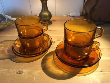 Vintage set Elsadur Amber Glazen Espresso kopjes beschikbaar voor biedingen