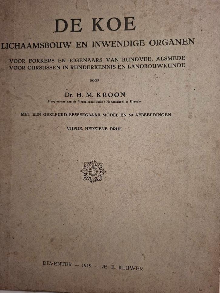 De Koe - Lichamelijke Bouw en Inwendige Organen (1919)antiek, Antiek en Kunst, Antiek | Boeken en Bijbels, Ophalen of Verzenden