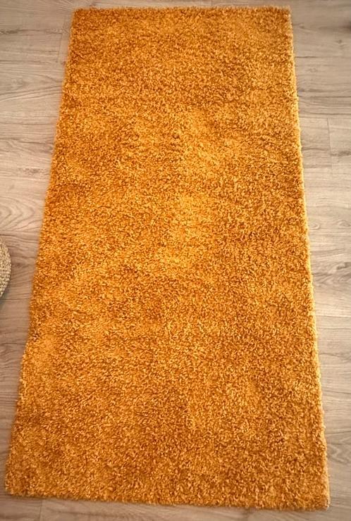 Zacht hoogpolig vloerkleed 100x200 cm, mosterdgeel/okergeel, Huis en Inrichting, Stoffering | Tapijten en Kleden, Zo goed als nieuw