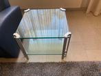 vintage glazen design bijzettafel Peter Ghyczy jaren 70, Gebruikt, Vierkant, 55 tot 75 cm, Glas