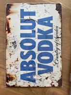 Metalen wandbord Absolut Vodka, Verzamelen, Ophalen of Verzenden, Nieuw, Reclamebord