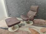 Geoffrey Harcourt Artifort fauteuil + hocker vintage design, Ophalen, Zo goed als nieuw, 75 tot 100 cm, Leer