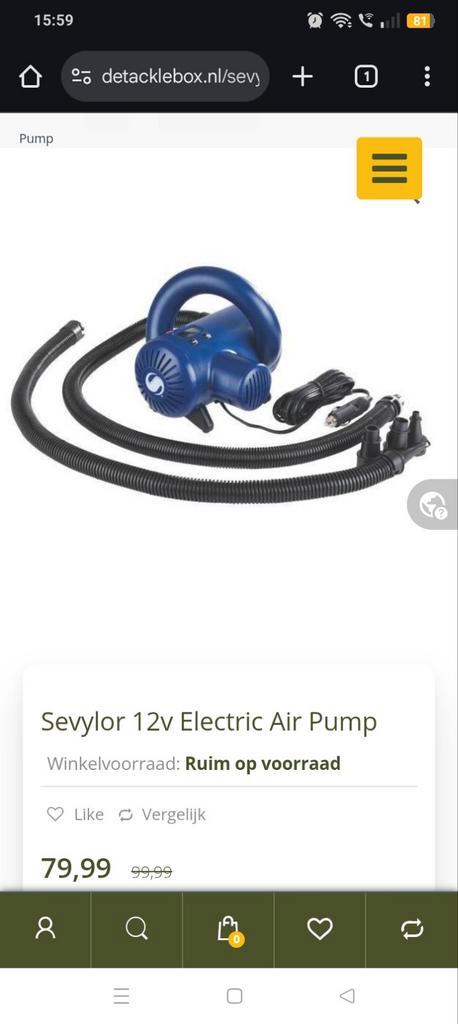 Sevylor 12V Elektrische Luchtpomp - Nieuw, Watersport en Boten, Suppen, Nieuw, Ophalen of Verzenden