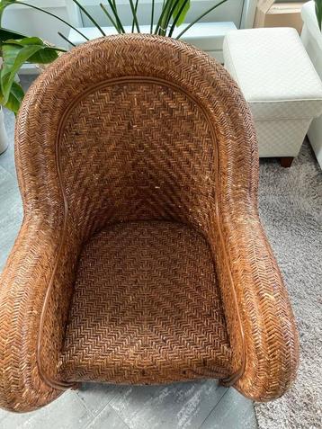 Unieke Retro Rotan jaren 70 grote Fauteuil beschikbaar voor biedingen