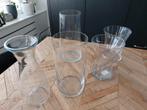 5 glazen vazen, ook los te koop, Huis en Inrichting, Overige kleuren, Ophalen of Verzenden, Minder dan 50 cm, Glas
