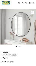IKEA LINDBYN ronde spiegel 110cm, Ophalen, 100 tot 150 cm, Rond, Zo goed als nieuw