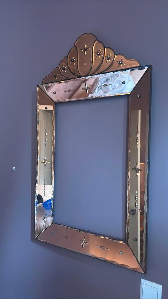 Venetiaanse spiegel rose kleur, Antiek en Kunst, Antiek | Spiegels, Rechthoekig, Ophalen