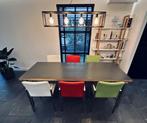 tafel en stoelen, Huis en Inrichting, Tafels | Eettafels, Ophalen, Metaal, 100 tot 150 cm, 50 tot 100 cm