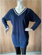 Blauwe sweater met V-hals voor en achter 100% katoen, Blauw, Maat 42/44 (L), Ophalen of Verzenden, G. Riccerie