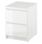 1x Malm nachtkastje 2 lades, hoogglans wit, 40x55 cm, Huis en Inrichting, Kasten | Ladekasten, Ophalen, 50 tot 100 cm, Zo goed als nieuw
