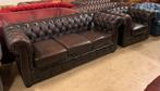 Prachtig Chesterfield Bankstel 3+1 Zits Bruin., Gebruikt, Chesterfield, Driepersoons, Ophalen of Verzenden