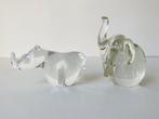 Kristallen beeldjes van neushoorn en olifant, Ophalen of Verzenden, Zo goed als nieuw, Dier