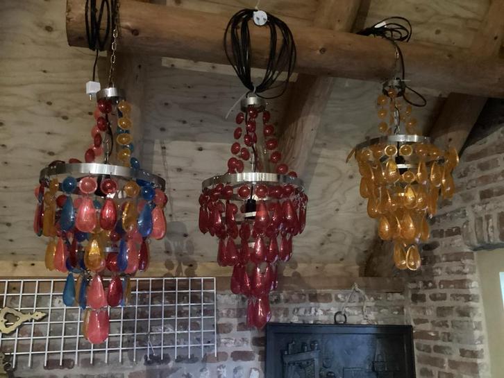 Kleurrijke kroonluchters, Huis en Inrichting, Lampen | Kroonluchters, Zo goed als nieuw, Kunststof, Ophalen of Verzenden