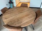 Mango houten eet  tafel met  stoelen, Huis en Inrichting, Tafels | Eettafels, Ophalen, Overige materialen, 100 tot 150 cm, Rond