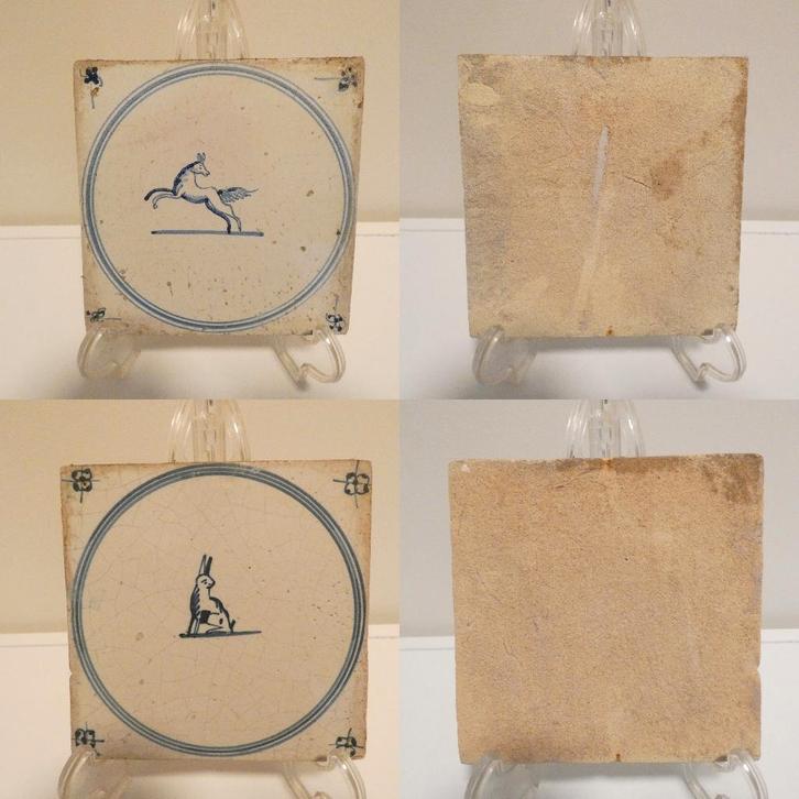 2x Oude, antieke wandtegels [566], Antiek en Kunst, Antiek | Wandborden en Tegels, Ophalen