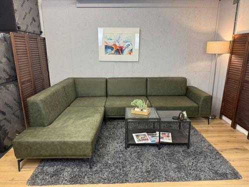 GRATIS LEVERING {Nieuw} Donkergroene Microleren Hoekbank, Huis en Inrichting, Banken | Bankstellen, Zo goed als nieuw, Vierpersoons of meer