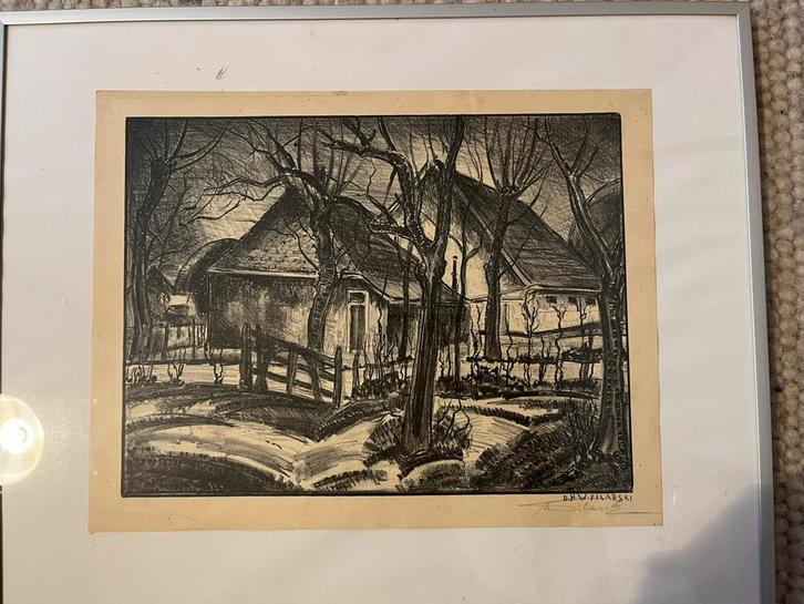 Litho van D.H.W. Filarski, Antiek en Kunst, Kunst | Etsen en Gravures, Ophalen