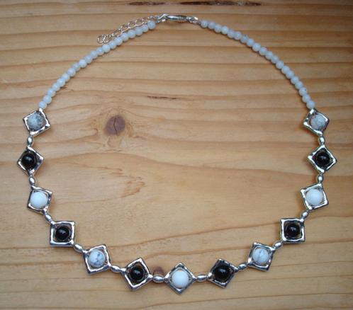 Ketting van ocean jade, jade, blackstone en howliet, Sieraden, Tassen en Uiterlijk, Kettingen, Nieuw, Steen of Mineraal, Zwart