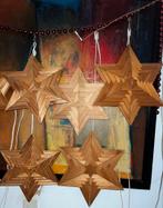 Vintage kerstster; Houten Sterren Decoratie met verlichting, Ophalen of Verzenden, Gebruikt