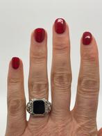 Z964 Prachtige zilveren onyx ring maat 18,25, Sieraden, Tassen en Uiterlijk, Antieke sieraden, Ophalen of Verzenden, Zilver, Ring