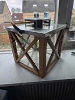 Riviera maison vierkante houten/chrome kandelaar, 50 tot 100 cm, Vierkant, Ophalen of Verzenden, Zo goed als nieuw