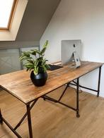 Antiek buro/tafel met prachtig roestkleurig onderstel, Huis en Inrichting, Tafels | Sidetables, 200 cm of meer, Gebruikt, Rechthoekig