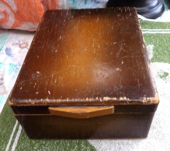 oude scheerdoos/ scheerdoos met spiegel/ bewaarkistje, Antiek en Kunst, Curiosa en Brocante, Ophalen of Verzenden