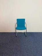 6 x Vergaderstoel Vepa, blauwe stof, chroom onderstel, Ophalen, Gebruikt, Blauw, Stof