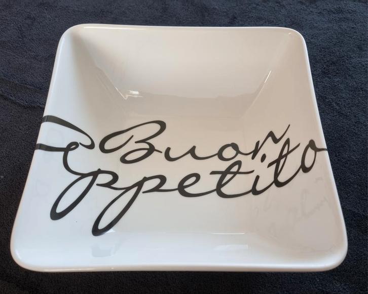 Grote Buon Appetito Schaal riviera maison, Huis en Inrichting, Woonaccessoires | Schalen en Manden, Nieuw, Schaal, Vierkant, Porselein of Keramiek