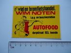 sticker oud Wim Noten MISDRUK Leende Autofood fiets bromfiet, Verzenden, Zo goed als nieuw, Bedrijf of Vereniging