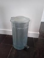 Zinken prullenbak, Ophalen, Overige materialen, Gebruikt, Met pedaal