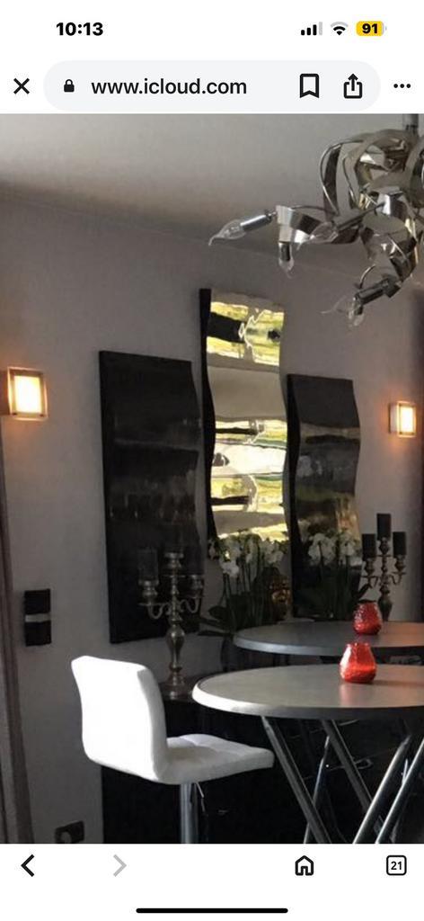 Mooi muurschilderij-3 luik-kunst-spiegel-boven dressoir, Doe-het-zelf en Verbouw, Overige Doe-het-zelf en Verbouw, Gebruikt, Ophalen of Verzenden