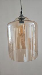 Mooie glazen hanglamp met peertje met gloeidraad, Ophalen, 75 cm of meer, Modern, Glas