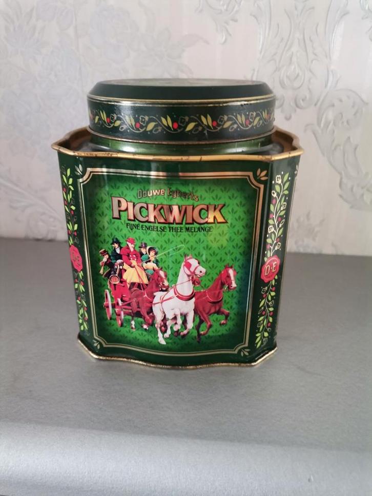 2 theeblikken vintage, groen, Pickwick thee van Douwe Egbert, Verzamelen, Blikken, Ophalen of Verzenden
