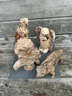 Set van 4 keramiek tuinbeelden - adelaar gier havik wolf, Ophalen of Verzenden, Zo goed als nieuw, Overige materialen, Dierenbeeld