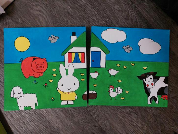 Nijntje Schilderijtjes babykamer, Kinderen en Baby's, Kinderkamer | Inrichting en Decoratie, Gebruikt, Wanddecoratie, Ophalen of Verzenden