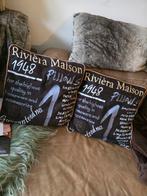 Riviera maison 2x kussen bruin, Huis en Inrichting, Woonaccessoires | Kussens, Ophalen of Verzenden, Bruin, Vierkant