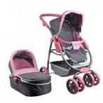 Poppenwagen Grijs roze 37x69x18, Verzenden, Nieuw, Babypop