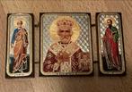 Kleine Houten Triptiek - 7x5cm, Antiek en Kunst, Antiek | Religie, Ophalen of Verzenden
