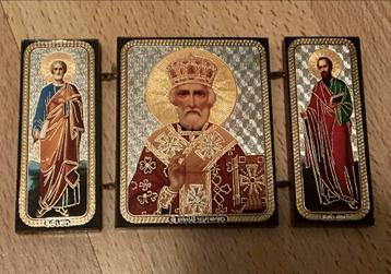 Kleine Houten Triptiek - 7x5cm beschikbaar voor biedingen