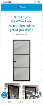 Zwarte industriele binnendeur, Ophalen, Binnendeur, Nieuw, Glas