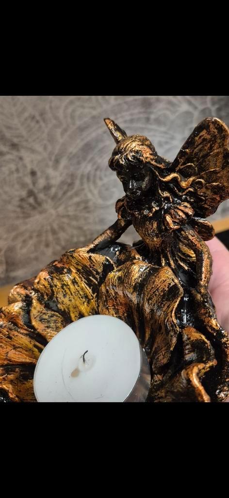 Set van 2 goud/koper kleurige engeltjes waxinelicht houders, Huis en Inrichting, Woonaccessoires | Kandelaars en Kaarsen, Nieuw