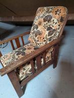 Vintage Houten Fauteuil met Bloemenbekleding, Ophalen of Verzenden